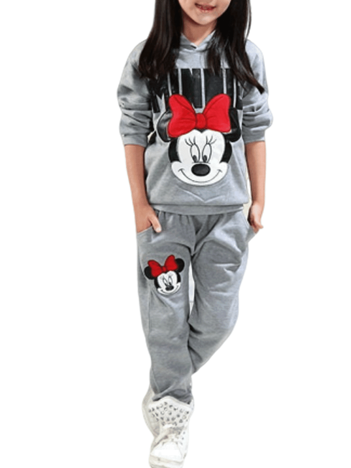 2PCS Kid Girl Boy Minnie Mouse Tracksuit Set Sweatshirt Top Pants Outfit Clothes 