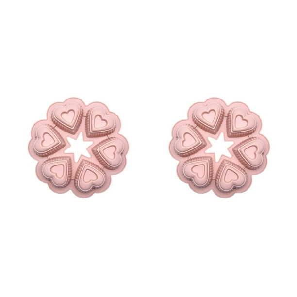 Molde para hornear Injueey en forma de corazón silicona 6 tazas Rosa 2piezas
