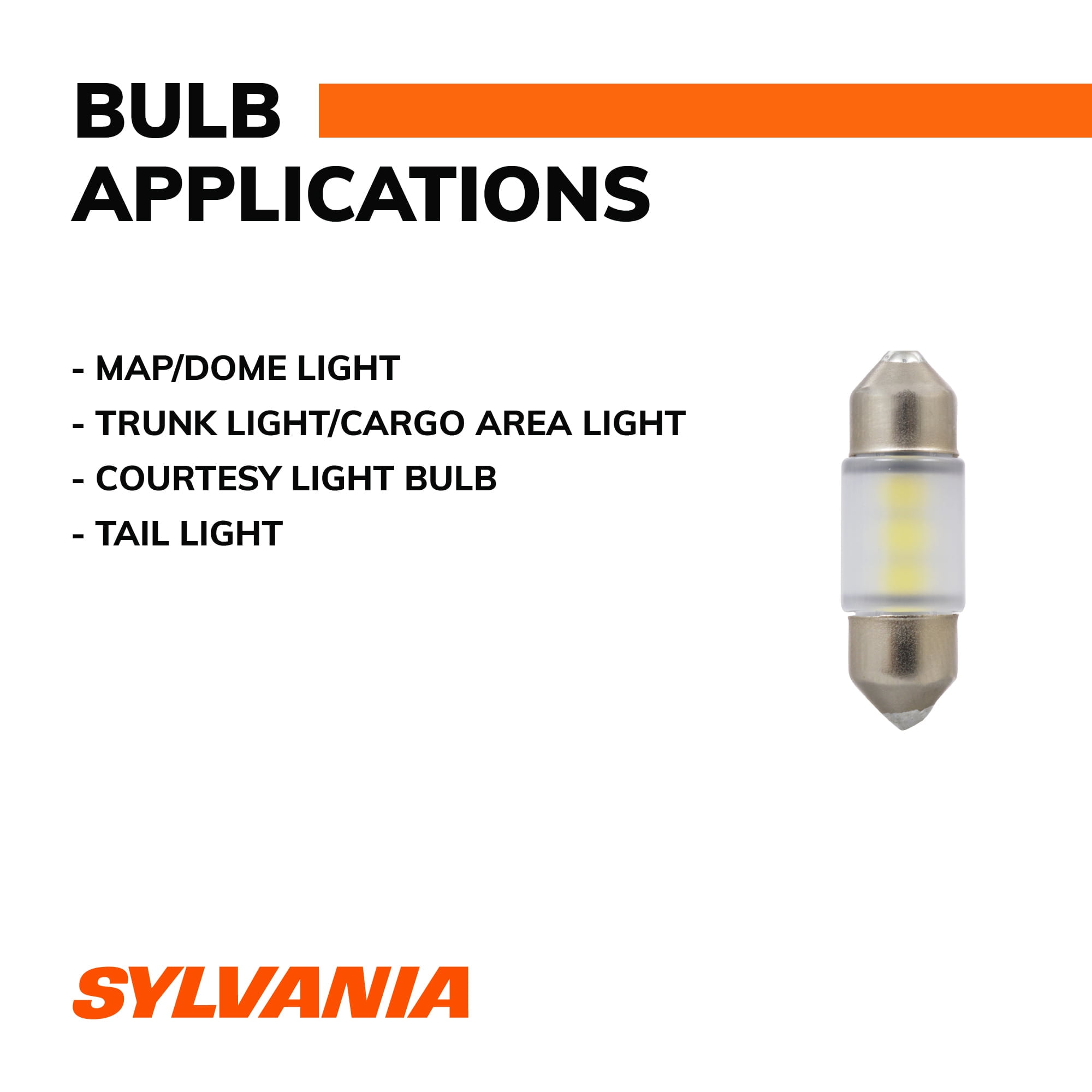 (2 pack) Sylvania DE3175 White LED Mini Bulb Mini Bulb, 1 Pack, Compatible with Multiple Cars