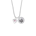 thumbnail image 2 of Delight Jewelry Silvertone Large October - Hot Pink Crystal Heart Silvertone Script Initial Disc - U - Charm Necklace, 20"+3", 2 of 4