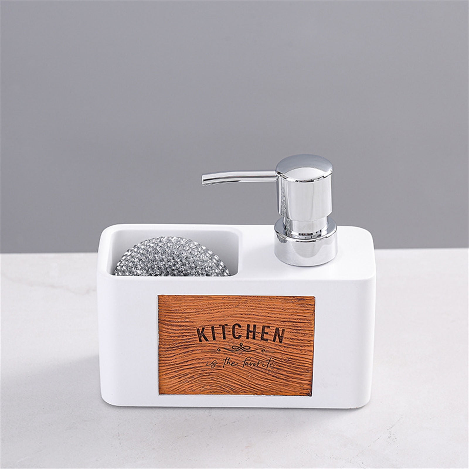 Kitchen Dish Soap Dispenser with Sponge Holder,2in1 Countertop Dishwashing Soap Pumps Dispenser Set for Kitchen Sink