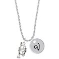 thumbnail image 1 of Delight Jewelry Silvertone Cornet Silvertone Script Initial Disc - V - Charm Necklace, 20"+3", 1 of 4