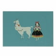 thumbnail image 1 of Llama Cutting Board, Peruvian Woman Knitting with a White Alpaca Wrapped with Flower Colorful Illustration, Decorative Tempered Glass Cutting and Serving Board, Small Size, Multicolor, by Ambesonne, 1 of 1