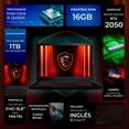 thumbnail image 2 of Laptop Gamer MSI Thin Nvidia GeForce RTX 2050 4GB Intel Core i5 12450H 16GB 1TB SSD Pantall 15.6" IPS 144Hz Teclado Ingles W11H, 2 of 5