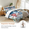 thumbnail image 7 of Christmas Winter Snowman Bedding Duvet Cover Set Queen Size 4 Pieces Xmas Tree Bell Pine Cones Berry Bedding Set with Zipper Closure, 1 Comforter Cover 90x92 Inches 1 Flat Sheet & 2 Pillow Cases, 7 of 7
