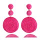 thumbnail image 1 of Pendientes de bola de mujer Boho Raffia, pendientes colgantes redondos de rafia individuales - joyería de resort de playa de verano, 1 of 5
