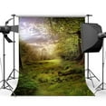 thumbnail image 2 of ABPHOTO Polyester 5x7ft Fairytale Backdrop Dreamy Castle Backdrops Jungle Forest Trees Green Grass Meadow Blue Sky White Cloud Fantasy Photography Background for Kids Adults Photo Studio Props, 2 of 3