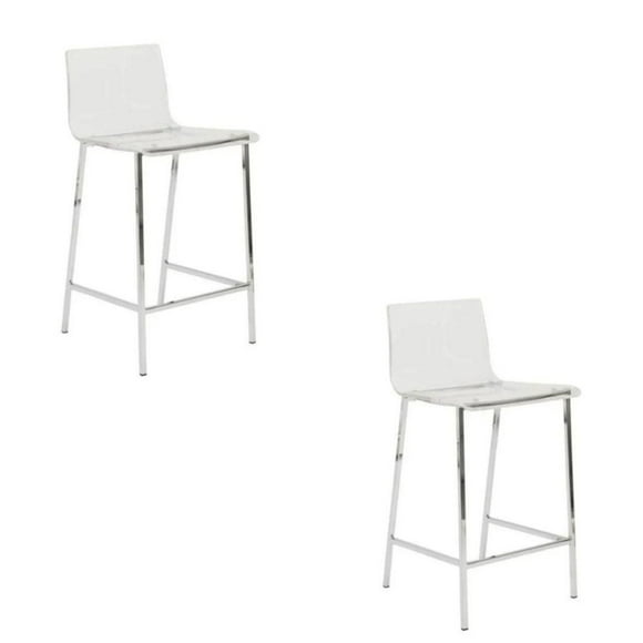 Plata Import Clear Counter Stool Chrome Legs - SET OF 2
