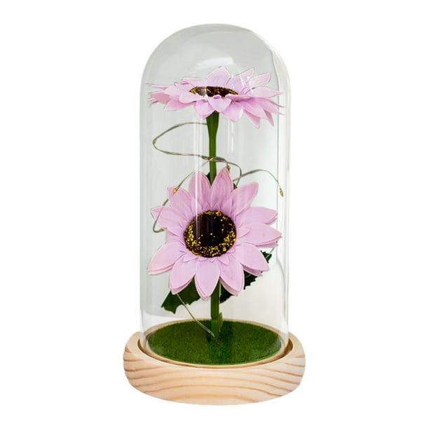 Girasol en Cúpula de Cristal Regalos con Luz Girasol Artificial en Cúpula de Cristal para Estilo C