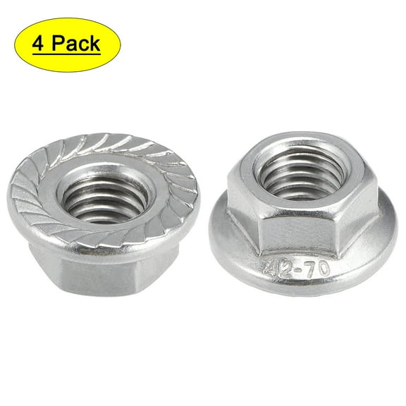 M10 Serrated Flange Hex Lock Nuts 304 Stainless Steel 4 Pcs