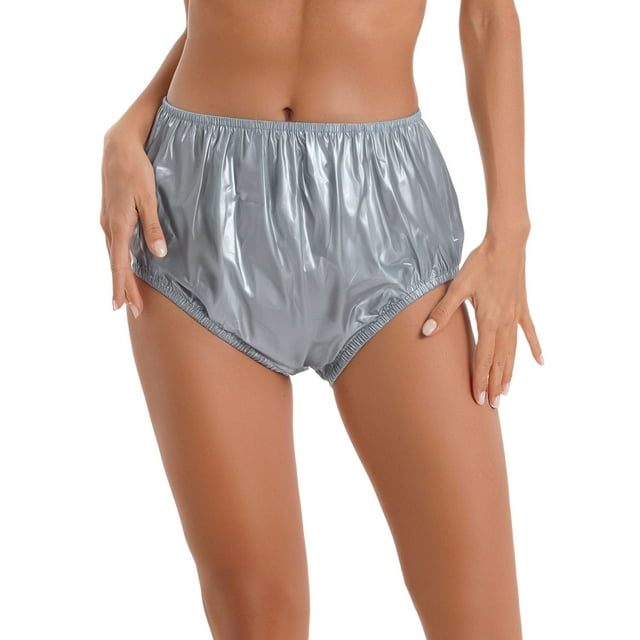 Manyakai Plastic Pants for Adult Diapers Incontinence Cloth Diaper Cover Rubber Underwear Grey XL