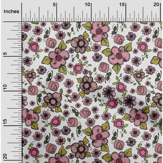 oneOone Cotton Jersey Medium Pink Fabric Florals Craft Projects Decor Fabric Printed By The Yard 58 Inch Wide