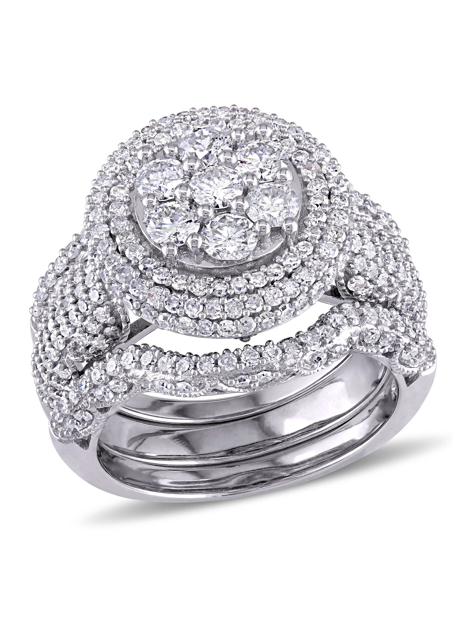 国内正規総代理店アイテム トゥルーミラクル レディース リング アクセサリー Diamond Halo Engagement Ring ct.  in 14k White Gold