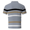thumbnail image 6 of Fnnxeal Mens Polo Shirts Short Sleeve Button Striped Summer Casual Collared Polo Gray Shirts for Men Size XL, 6 of 7