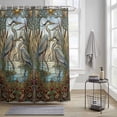 thumbnail image 3 of Blue Heron Shower Curtain, Retro Reeds Sunlight Birds Stained Glass Windows Waterproof Shower Curtain Set with 12 Hooks Lightweight Bath Curtains Fabric Bathroom Decor 36x72 Inches, 3 of 9