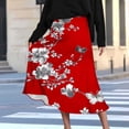 thumbnail image 2 of JGGSPWM Women's Floral Printed A-Line Midi Skirt, Elegant Elastic High Waisted Zipper Fashion Summer Lounge Skirts Red XXL, 2 of 7