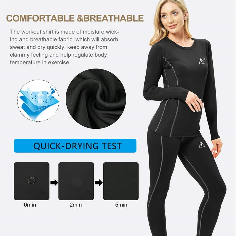 MEETWEE Women's Thermal Underwear Set, Winter Base Layer for