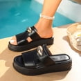 thumbnail image 2 of Wensltd Women Thick Soled Sandals Comfortable Wide Width Summer Casual Wear Wedge Heel Open Toe Sandals Black, 2 of 9