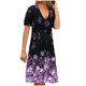 thumbnail image 1 of Vestido suelto de manga corta con cuello en V informal de verano para mujer a la moda Fridja  qw4192, 1 of 8