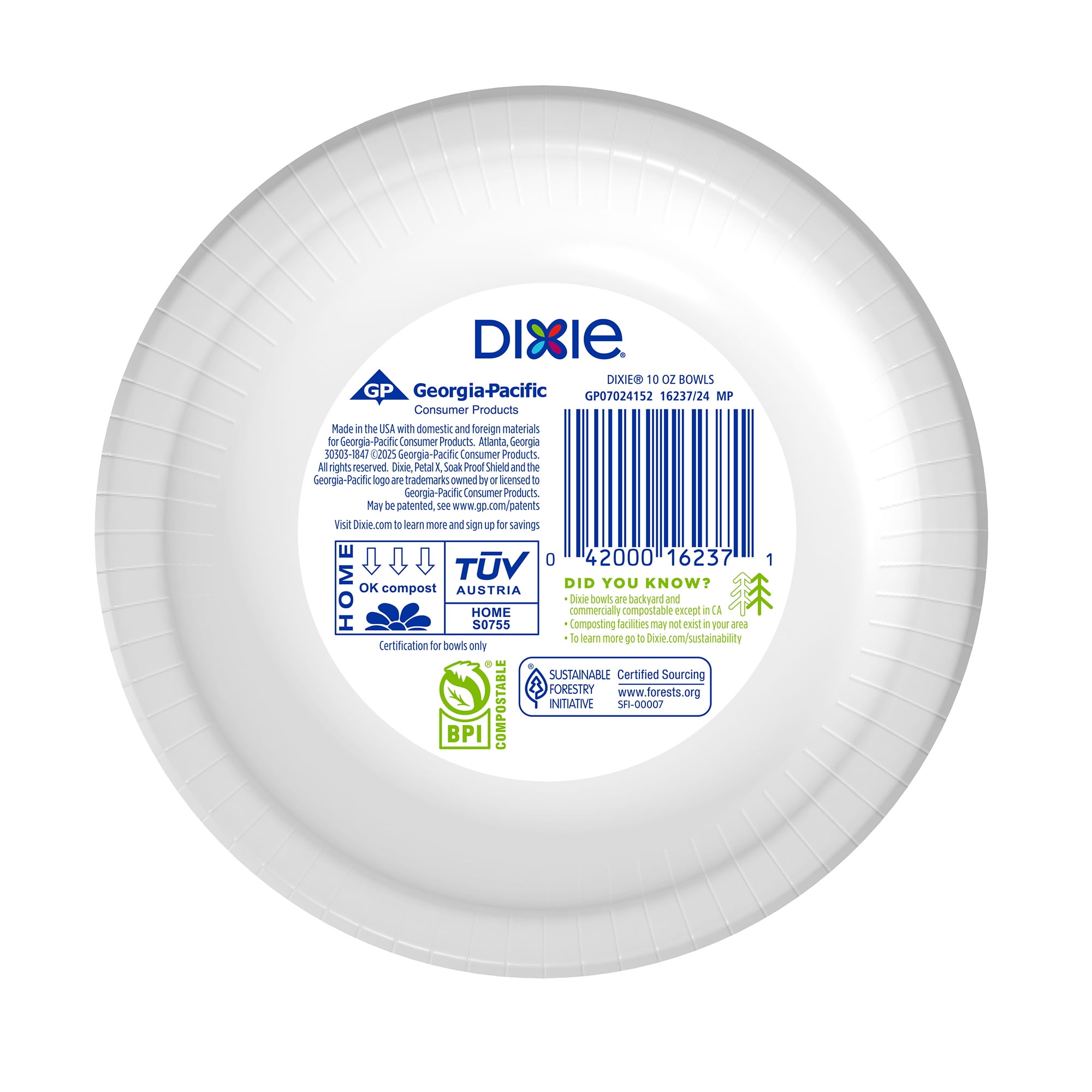 (2 pack) Dixie Disposable Paper Bowls, 10 Ounce, Multi-Color, 70 Count