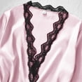 thumbnail image 6 of purcolt Women's 4 Pieces Satin Silk Pajamas Sets, Lace Trim V-Neck Belted Robes Camisole Shorts Pants Soft Pjs Sleepwear Loungewear, 6 of 8