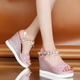 thumbnail image 2 of Anuirheih Wedges for Women Open Toe Buckle Ankle Strap Wedge Heels Sandals Dressy Summer Comfy Sandals Shoes, 2 of 5