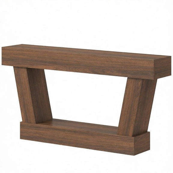 63" Vintage Entryway Console Table, Narrow Design, Open Shelf, for Living Room Space, Brown