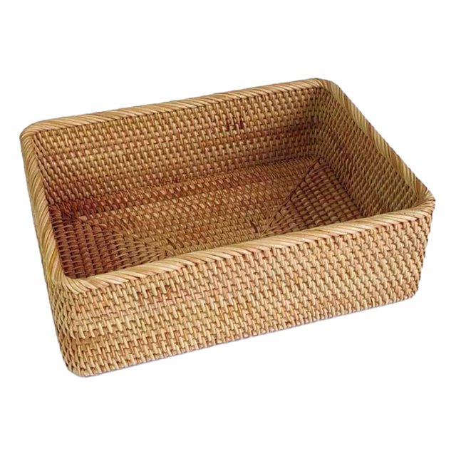 letairis Wood Handmade Storage Box With Storage Basket Organizer Box Rattan Traditional Rattan For Easy Organizer Box Storage Large basket L