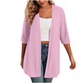 thumbnail image 3 of UVEASISHA 3/4 Sleeve Cardigan for Women Lightweight Open Front Draped Cardigans Fashion Solid Shrug Coverups with Pockets Pink L, 3 of 7