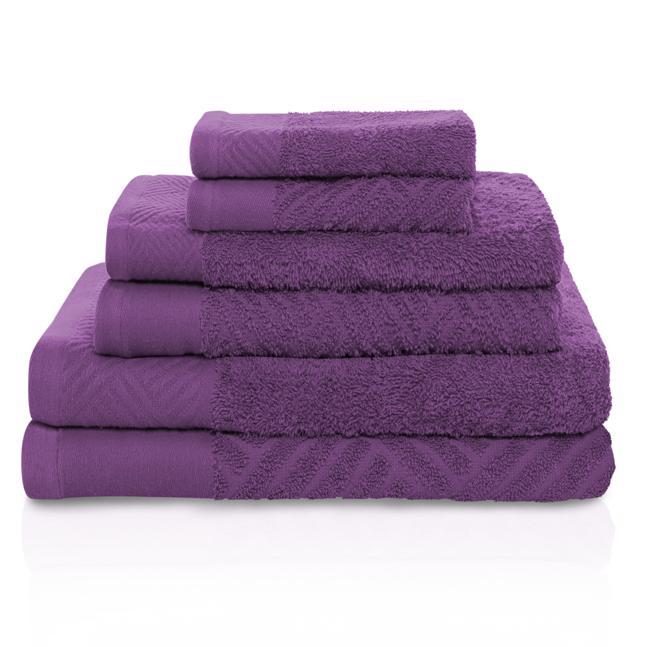 Superior Egyptian Cotton Two Pattern and Solid 6Piece Towel Set