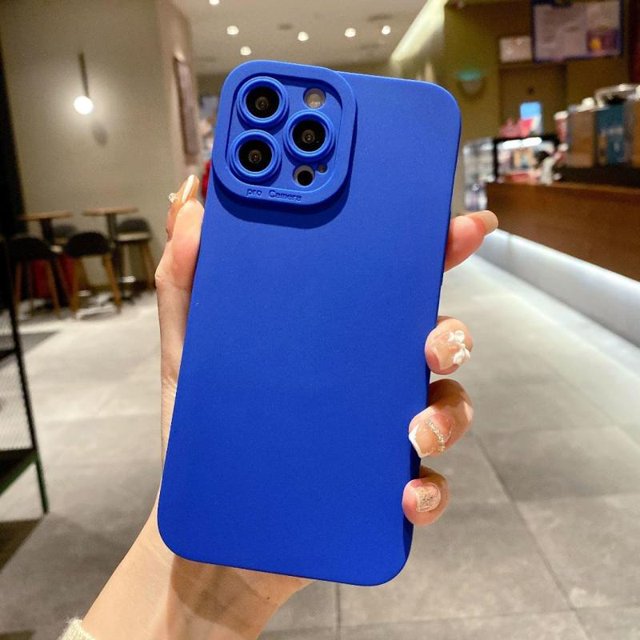 Funda de teléfono de silicona líquida mate para iPhone 13, 12, 11 Pro Max, Mini, 14, XR, XS Max, X, 8, 7, 6, 6S Plus, SE 2020, Portector de lente, cubierta suave