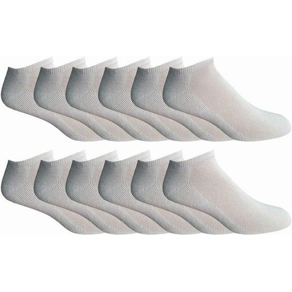 SOCKS'NBULK Mens Cotton No Show Socks, Soft Sports Socks In Bulk, King Size 10-13 (White, 12)