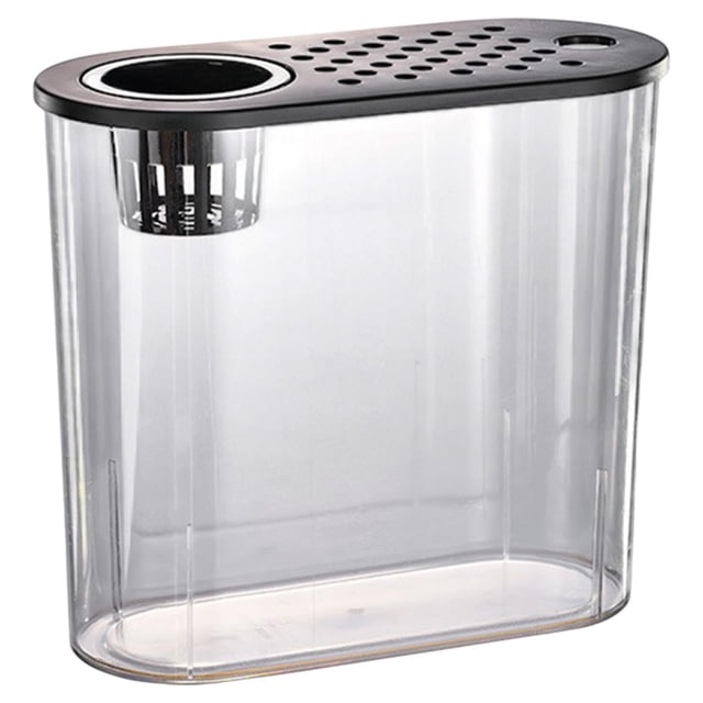 jinwen Desk Aquarium s Container Lightweight Storage Jar Terrarium Mini Tank for Home Terrapin Lizards Betta Black Lid