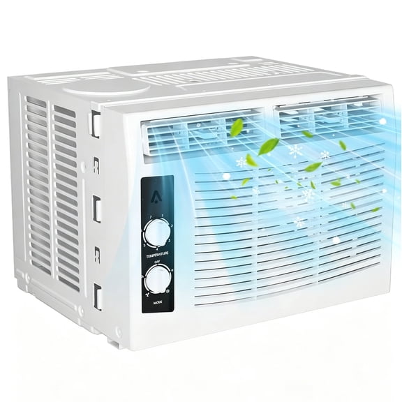Lumiparty 5000 BTU Window Air Conditioner with Remote, Window AC Unit for Bedroom Cools 150 Sq.Ft, Ultra Quiet, Energy Efficient Cooling for Bedrooms, Offices & Dorms, White
