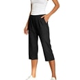 thumbnail image 5 of Capri Jeans for Stretch Casual Elastic Waist Wide Straight Leg Plus Size Pull On Denim Capris Loose Summer Pants Workout Pants with Pockets for Women, 5 of 5