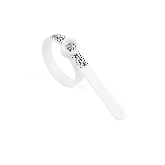 Plastic EU Ring Sizer Measuring Tool Finger Measuring Belt with Magnifying Glass White 11.5x0.5x0.2cm