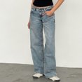 thumbnail image 6 of Oplxuo Womens Straight Leg Jeans - Basic Washed High Waisted Streetwear Denim Pants with Pockets, 6 of 7