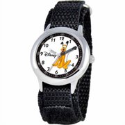 Pluto Boys' Stainless Steel Watch, Black Strap