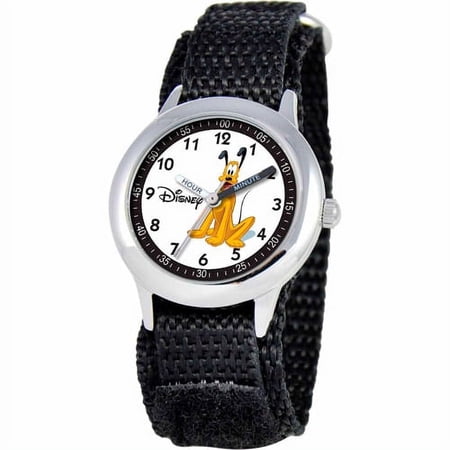Pluto Boys' Stainless Steel Watch, Black Strap
