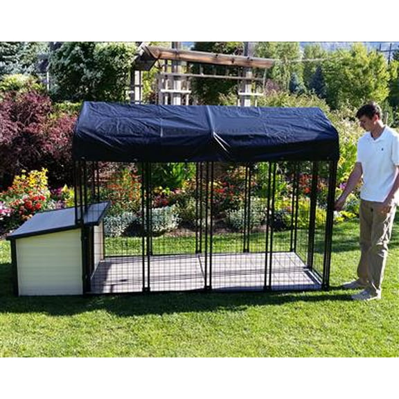K9 Condo 4' X 8' Dog Run With K9 Cabin Dog House Combination-Complete