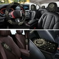 thumbnail image 4 of Binienty 14 Pack Boho Sun and Moon Auto Seat Covers Front and Rear with 15 Inch Steering Wheel Cover Headrest Covers Seat Belt Pads Armrest Pad Automotive Interior Set, 4 of 8