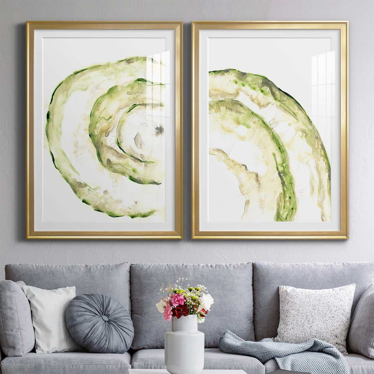 Wexford Home Lichen Halo V Premium Framed Print, 18.5" x 24.5" - Ready to Hang, Gold (Set of 2)