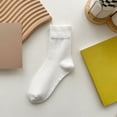 thumbnail image 2 of Women's Mid Calf Socks Plain Soft Feel Ribbed Socks Casual Daily Fall Crew Socks, 2 of 4