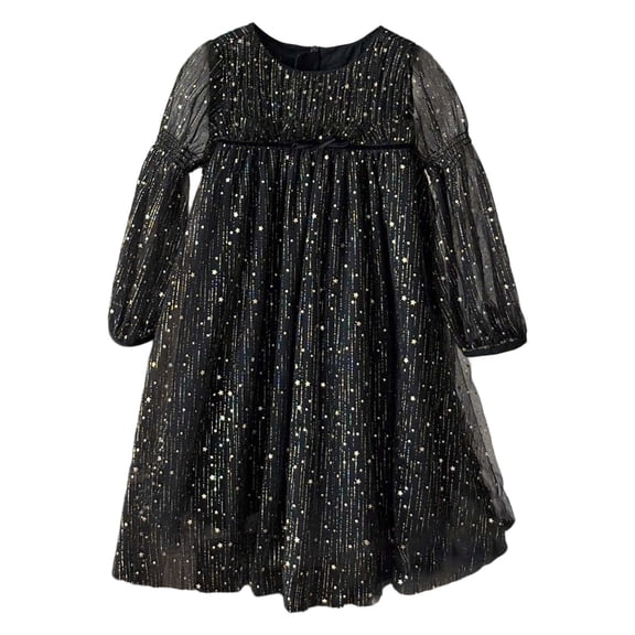 Kiijoy Baby Girls Shiny Mesh Long Sleeve Dress Party Tulle Princess Dress, Sizes 1-9