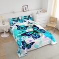thumbnail image 2 of Erosebridal Blue Butterfly Bedding Teens Romantic Style Comforter Set Colorful Gradient Duvet Set Cute Animal Butterfly Print Quilts Botanical Flowers Decor Bedding Queen Size 3 Pcs, 2 of 6