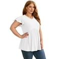 thumbnail image 4 of Cueply Plus Size Summer Tops for Women Short Sleeve V Neck Casual Blouse Shirts Tunic Tops, 4 of 5