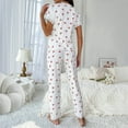 thumbnail image 6 of Sleepwear for Women New Womens Pajamas Sets V-Neck Lace Pajama Set for Women Print Pajamas Set Short Sleeve Tee and Pants Sleepwear Women's Pajamas Sets White L, 6 of 8