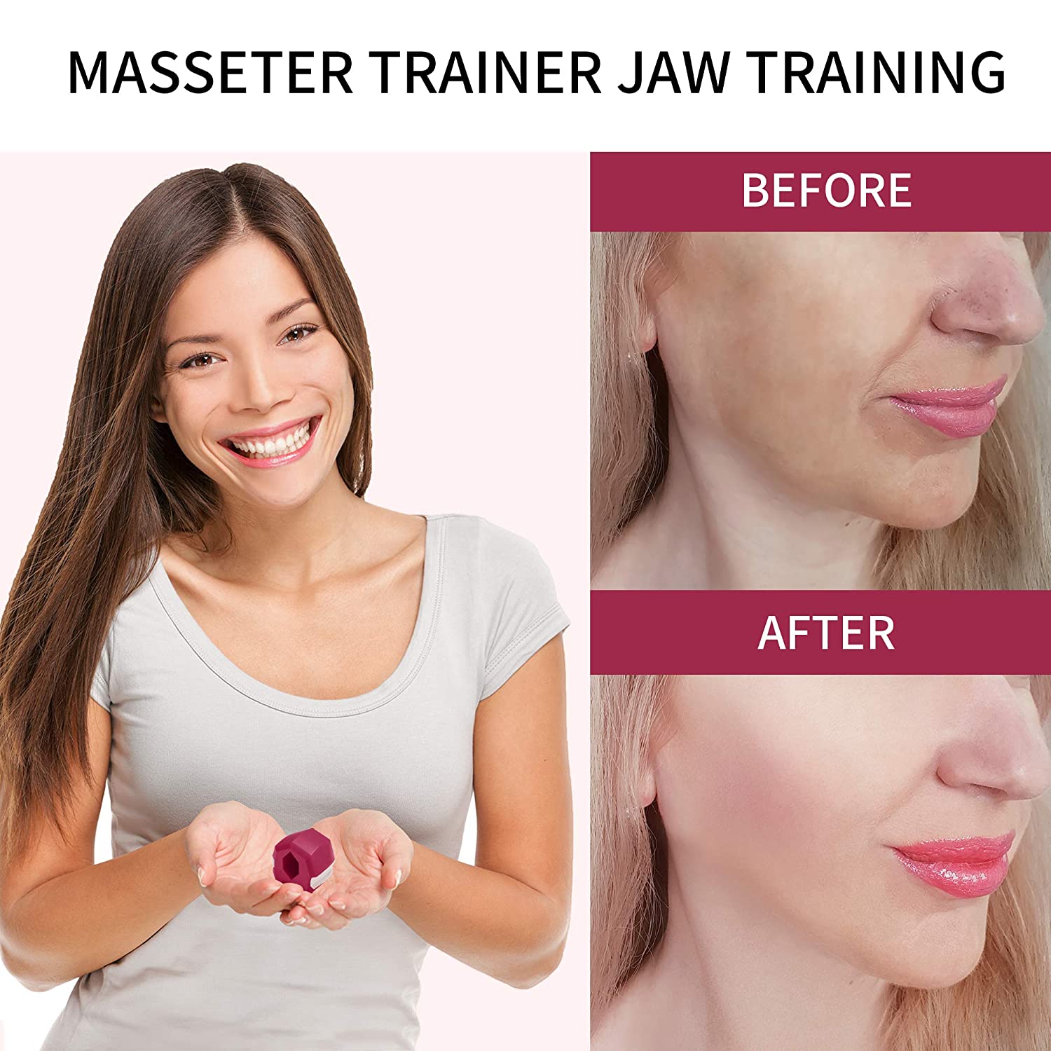 KBLLNPBP Jaw Line Exerciser Facial and Neck Toner Equipment Level 1 2 3 Jaw Trainer Face Fitness Ball & Neck Face Double Menton Exerciser Ball Jaw Exerciser Chew Jawline 