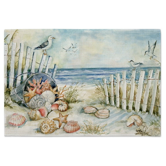 Highland Home "Coastal View" 4-Pack Cotton Blend Washable Placemats