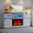 thumbnail image 4 of Duerer Fireplace TV Stand with Charging Station and LED light for TVs up to 80", Modern Entertainment Center with Sliding Barn Door, White, 4 of 8
